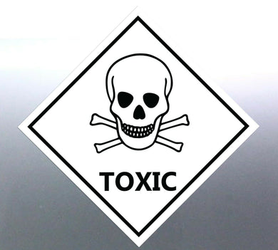 10 at 220 mm Toxic Sticker white vinyl HAZMAT Haza