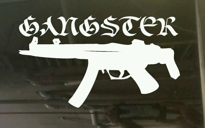 Large Gangster machone gun automatic car Sticker 3