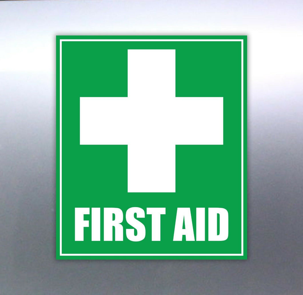 4x First aid plastic sign 100x120 mm car truck win