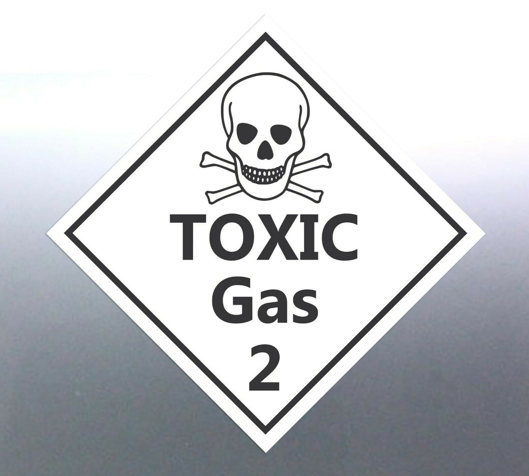 50 of 15cm Toxic Gas number 2 Sticker vinyl HAZMAT