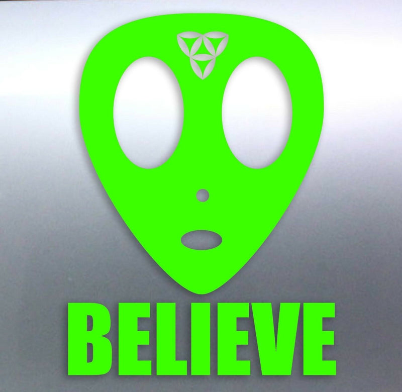 Alien Believe in UFOs Space Vinyl cut Sticker aust