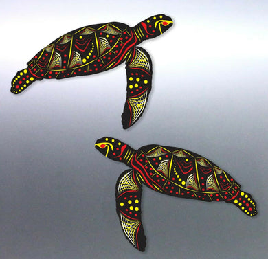 Mirrored Pair of Turtle Aboriginal decal Sticker a