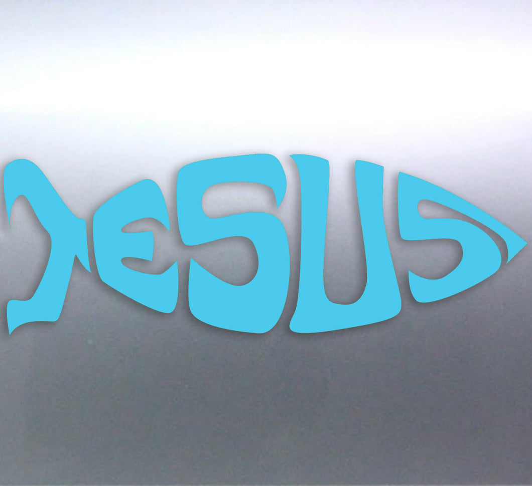 Jesus Fish vinyl cut sticker Australian made circu