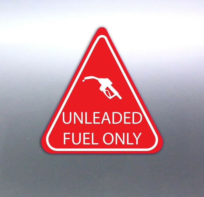 UNLEADED FUEL ONLY stickers red white triangle vin