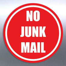 Load image into Gallery viewer, No junk mail sticker Vinyl Cut 105 x 105 mm red ne
