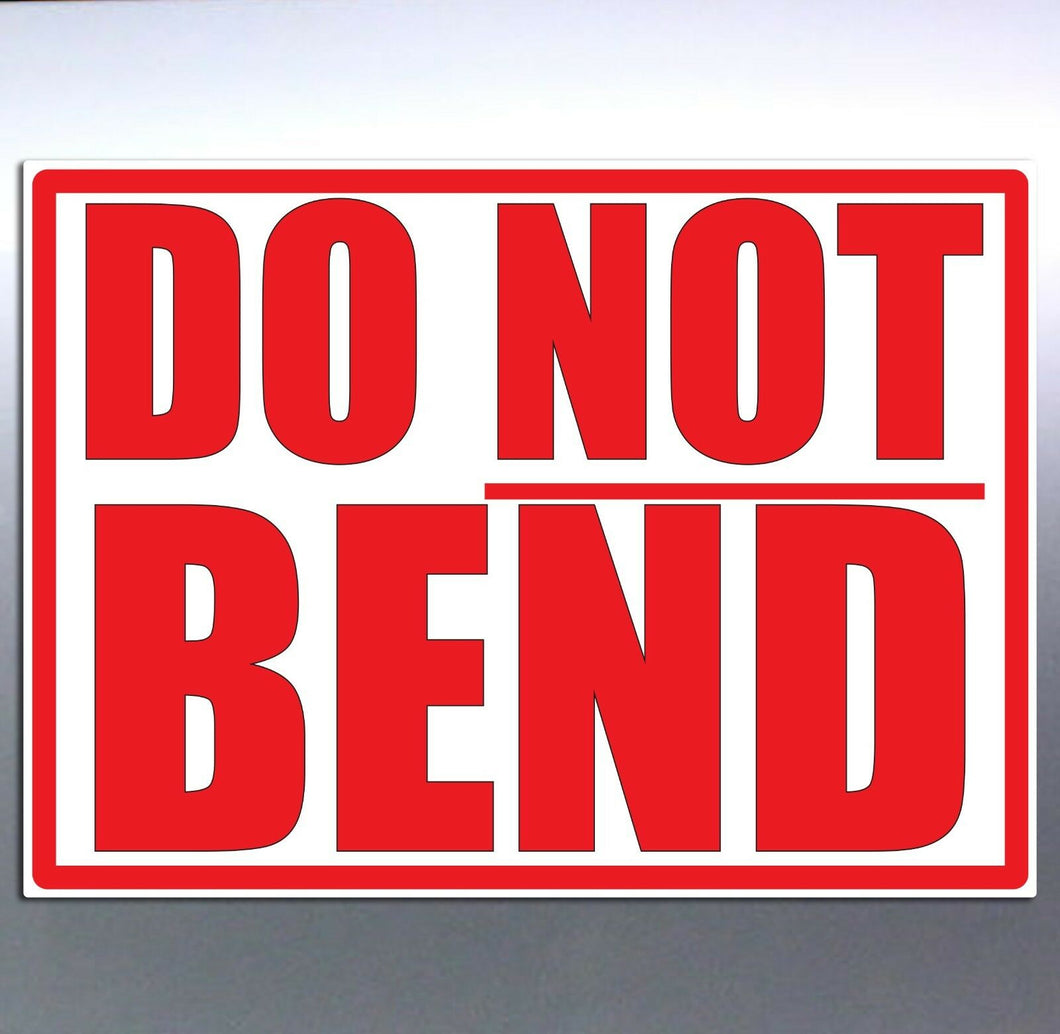 100 DO NOT BEND (Red) Quality Vinyl Sticker Postag