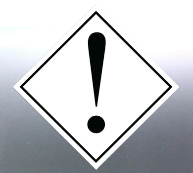 10 at 150 mm Warning Sticker exclamation white Mar