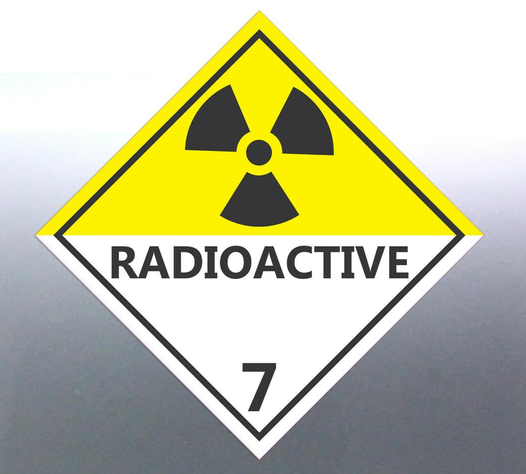 4 x 150 mm Radioactive 7 sticker safety sign vinyl