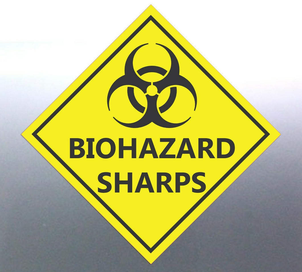 150 mm biohazard Sharps Decal Safety Material Yell