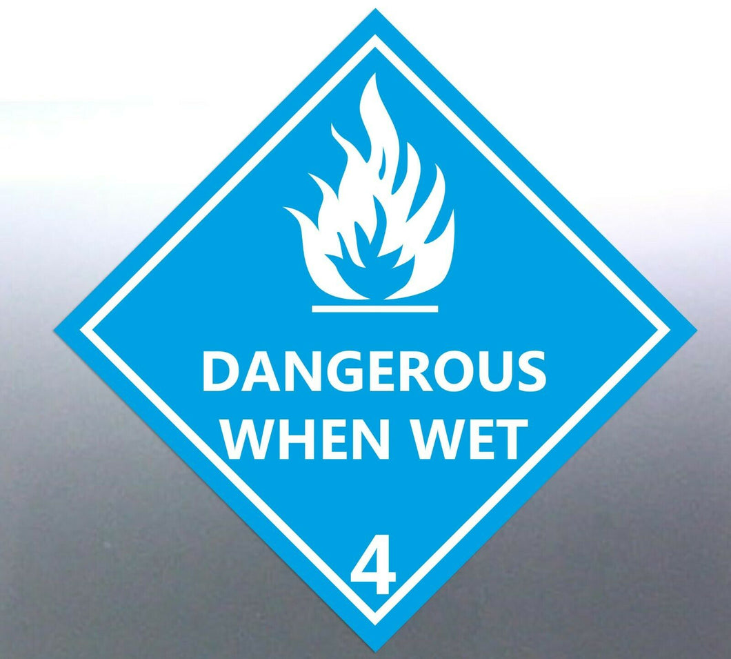 150mm DANGEROUS WHEN WET 4 Decal Safety Material label