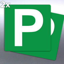 Load image into Gallery viewer, 2x Green P plate 7yr vinyl stickers 150 mm Austral
