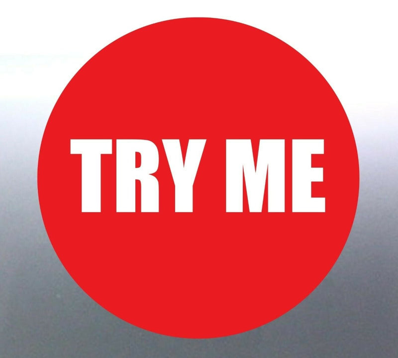 104 @ 8 mm small Circle Try me stickers Custom Aus