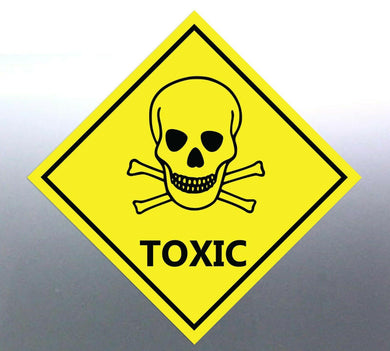 4x 220 mm Toxic Sticker Yellow vinyl HAZMAT Hazard decals