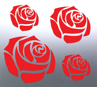 4 x roses Stickers vinyl cut red colour Australian