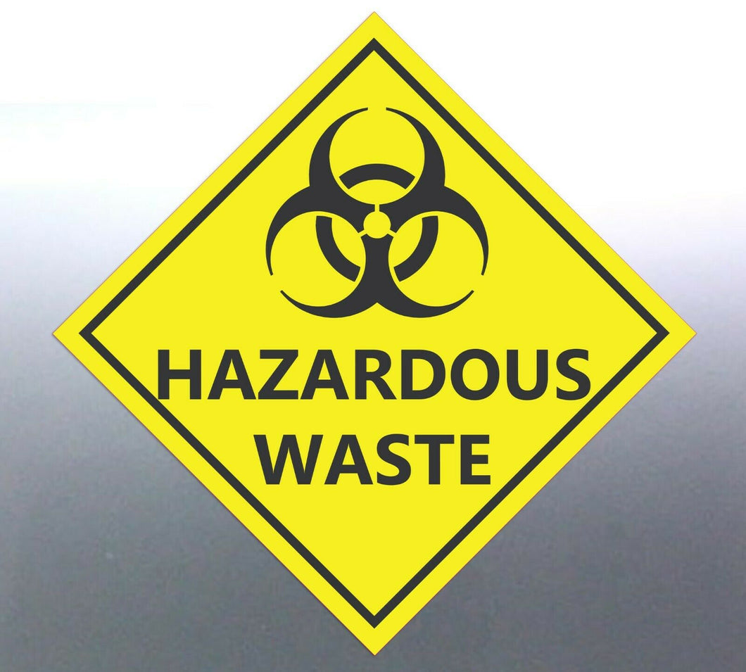 4x 22cm Hazardous waste Decal Safety Material yell