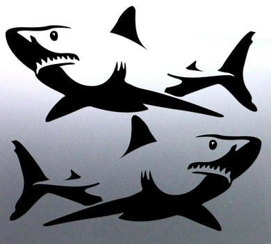 Mirrored pair of shark stickers vinyl cut design f