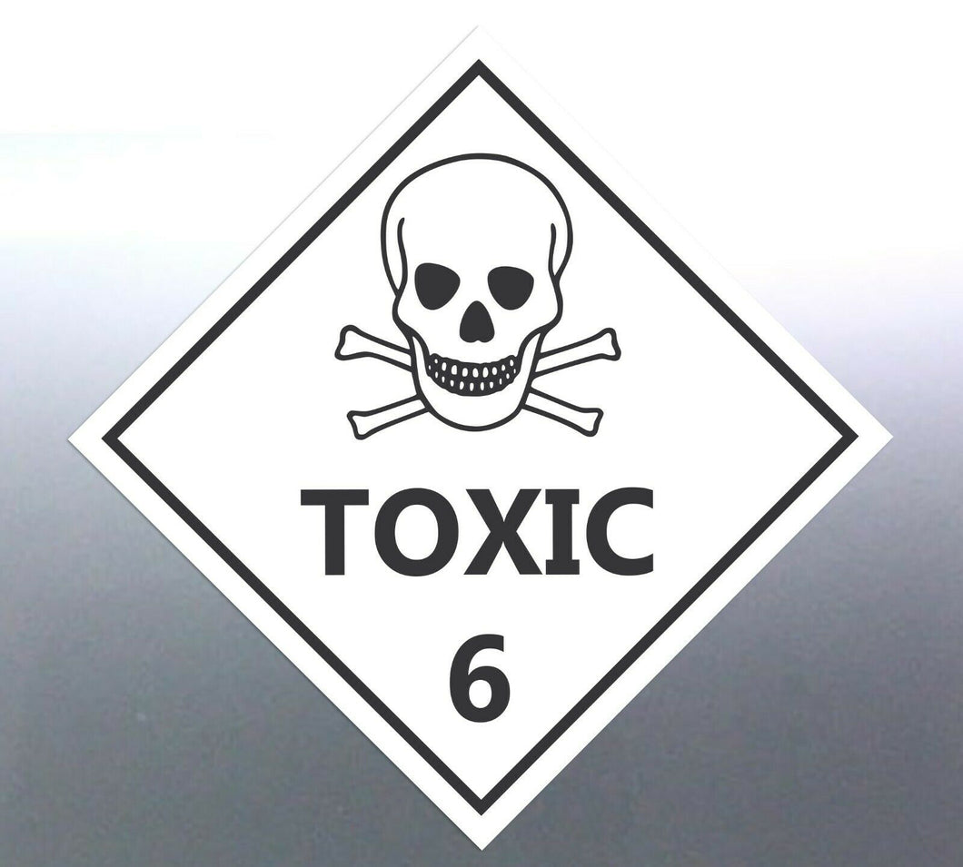 50 of 220mm Toxic number 6 Sticker vinyl HAZMAT Ha