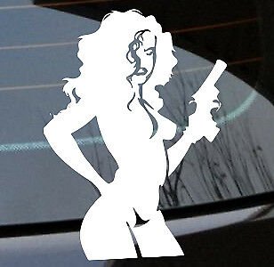 Sexy silhouettes gun hold Sticker Australia made b