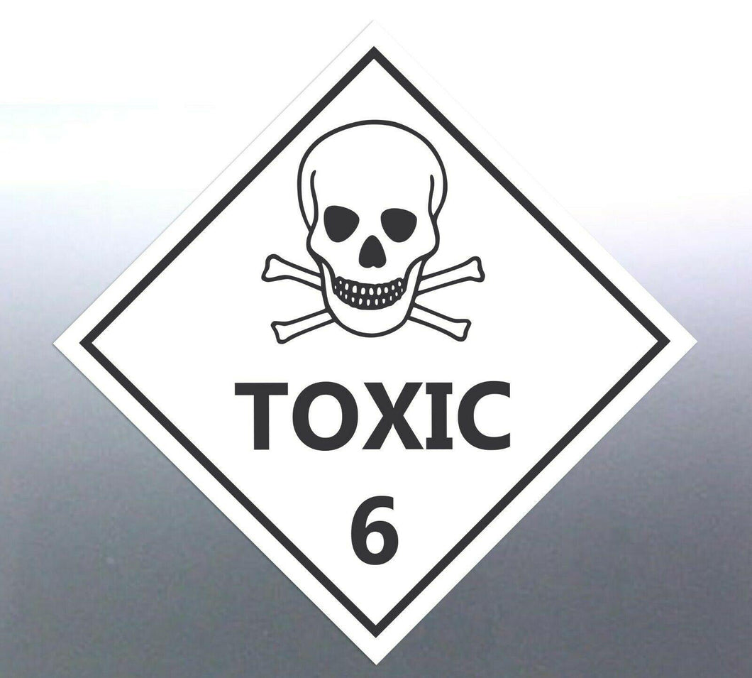 4x 220mm Toxic number 6 Sticker vinyl HAZMAT Hazar