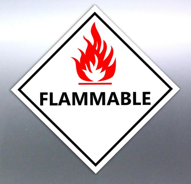 4x 150 mm Flammable red Class white Sign vinyl sti