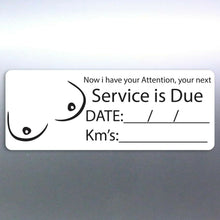 Load image into Gallery viewer, 16 booby Next Service due stickers 65x25mm your label
