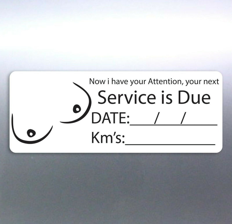 16 booby Next Service due stickers 65x25mm your label