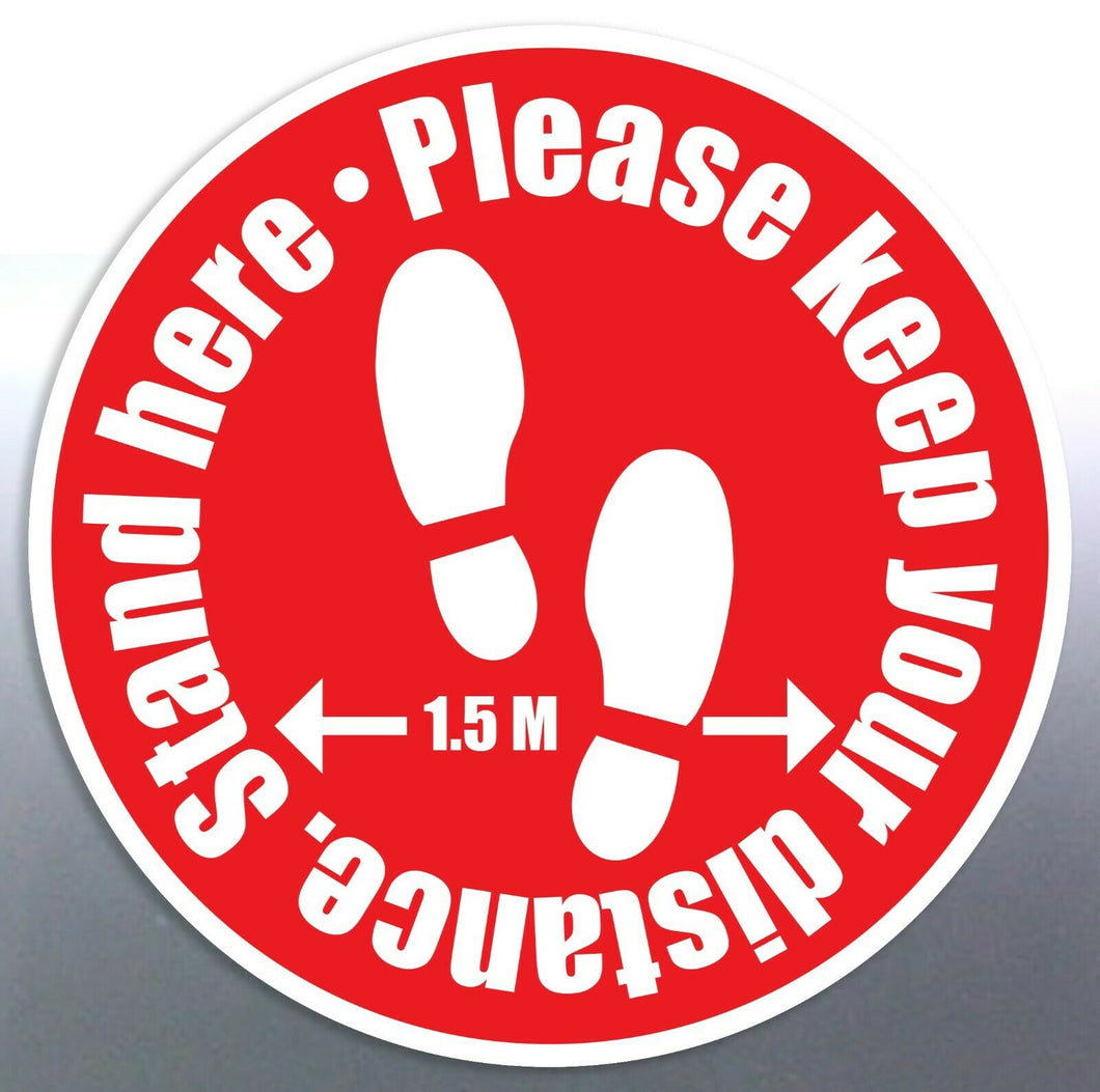 Please keep your distance Stand here floor sticker