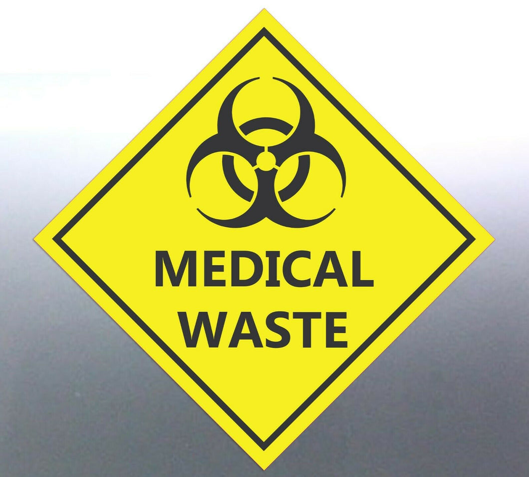 50 at 15cm Medical Waste Decal Safety Material yel