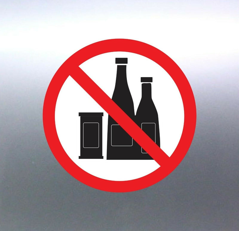 No Drinking Vinyl cut Sticker 100mm round warning 