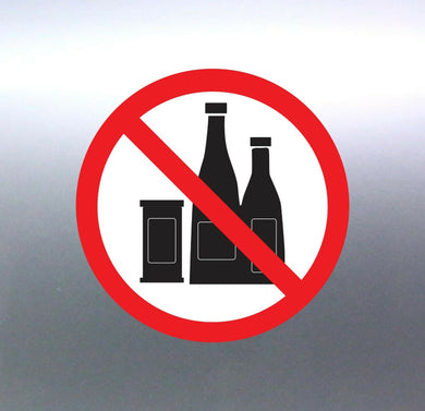 No Drinking Vinyl cut Sticker 100mm round warning 