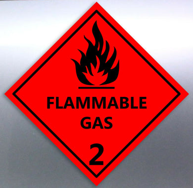 10 at 150 mm Flammable Gas Class 2 Sign vinyl stic