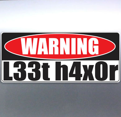 Warning L33t h4x0r funny Geek car Vinyl Sticker 21