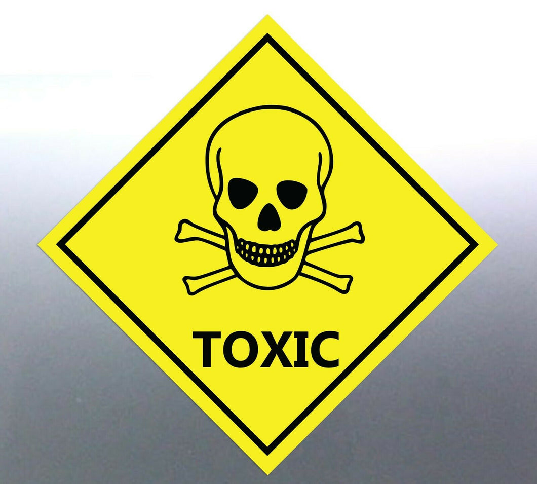 4x 150 mm Toxic Sticker yellow vinyl HAZMAT Hazard