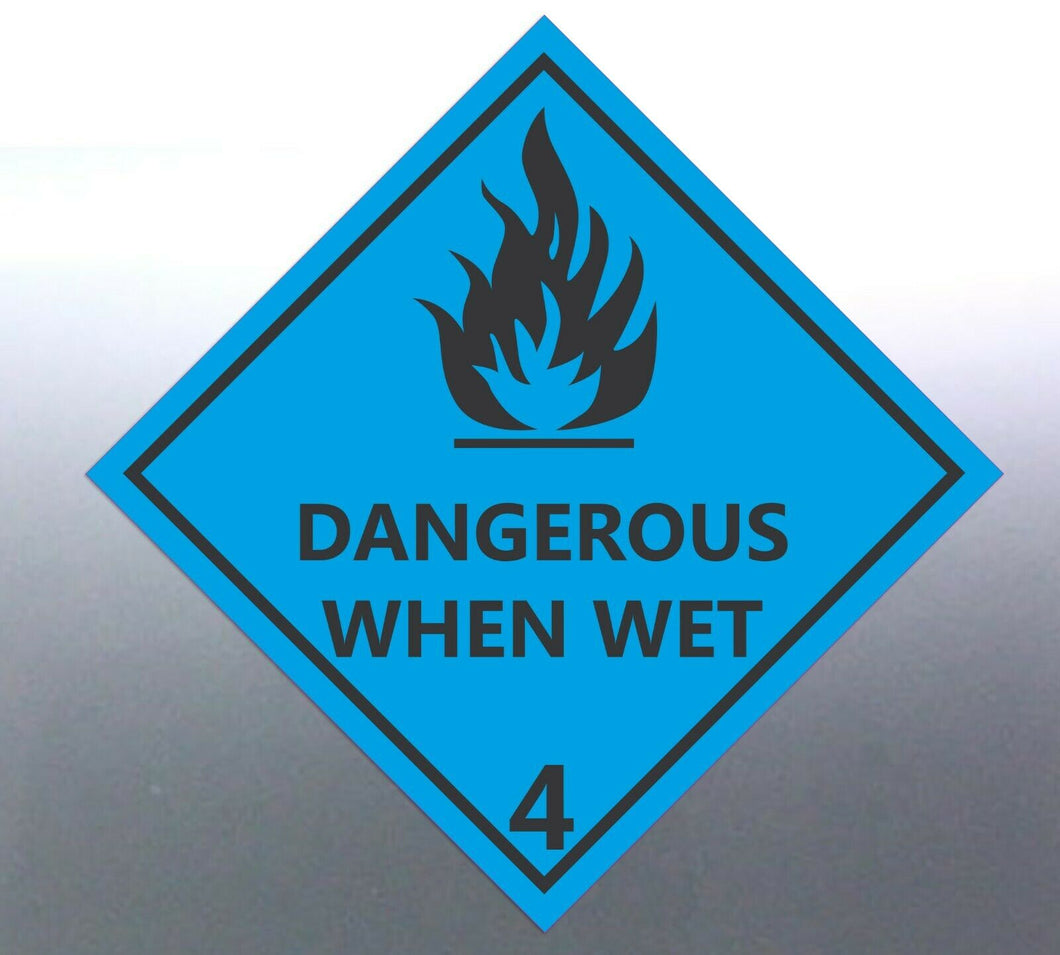 220 mm DANGEROUS WHEN WET 4 Decal Safety Material 