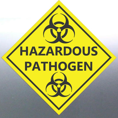 Hazardous Pathogen Stickers – Yellow HAZMAT Warning Labels