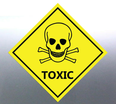 10 of 150 mm Toxic Sticker yellow vinyl HAZMAT Haz