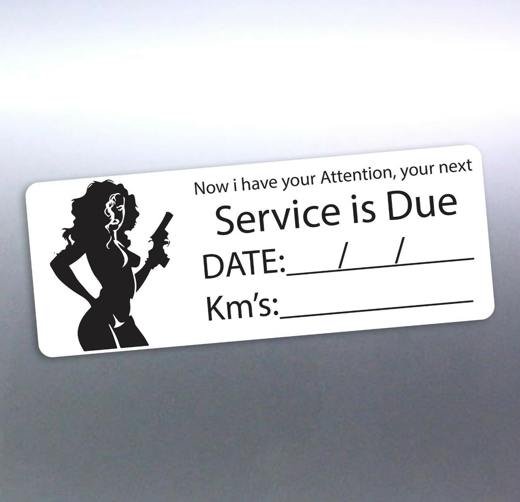 Next Service due stickers 65x25mm your attention stickers