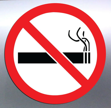 No Smoking Vinyl cut Sticker 50mm round warning re