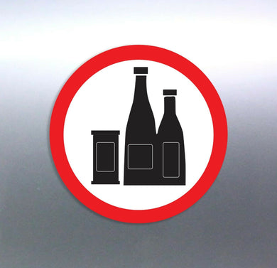 5 Drinking allowed Vinyl Stickers 100mm round warn