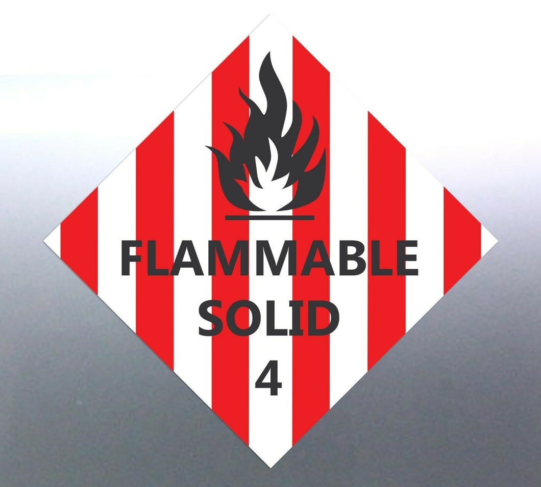 100 @ 22cm flammable solid 4 Decal Safe Material R