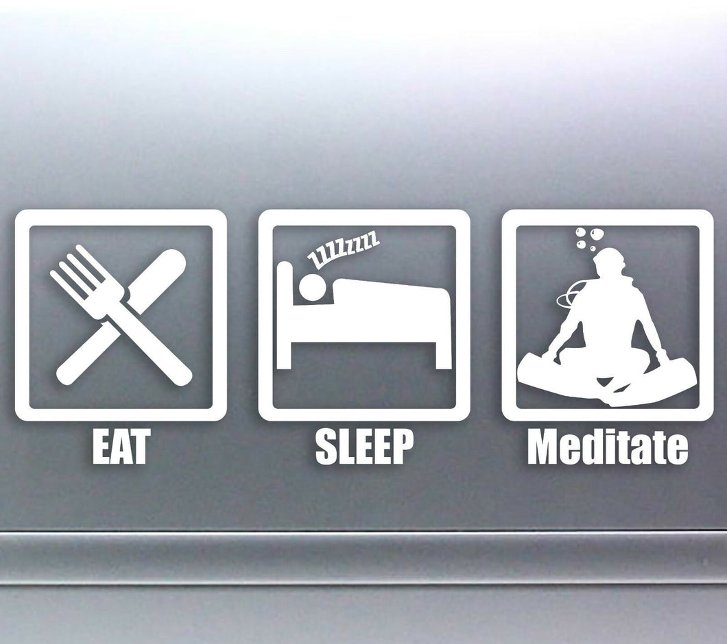 Eat Sleep Meditate Vinyl cut Car Sticker 270 x 100 design