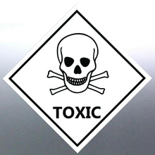 Load image into Gallery viewer, 220 mm Toxic Sticker white vinyl HAZMAT Hazardous 
