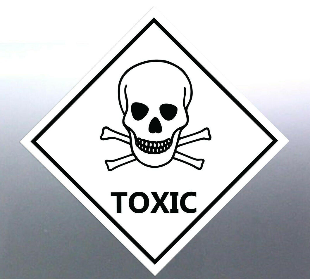 220 mm Toxic Sticker white vinyl HAZMAT Hazardous 