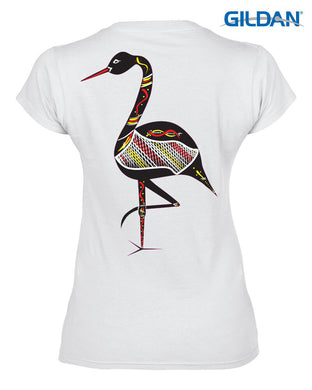 Ladies Aboriginal brolga shirts artworks Australia