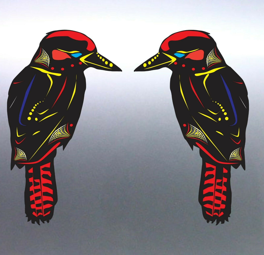 Mirrored pair of Kookaburra Aboriginal Sticker art