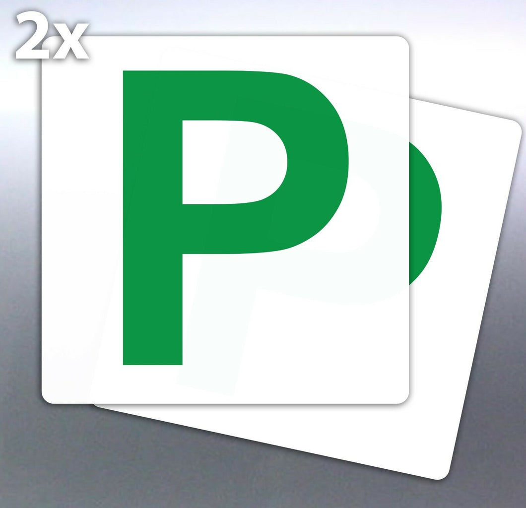 2 x Green P plate 7 yr vinyl stickers 150 mm Austr