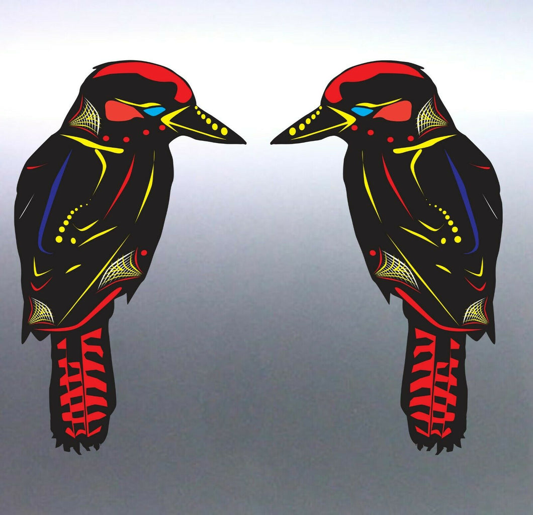 Mirrored pair of Aboriginal kookaburra decal Stick