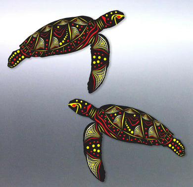 Mirrored pair of Turtle decals Aboriginal Sticker 