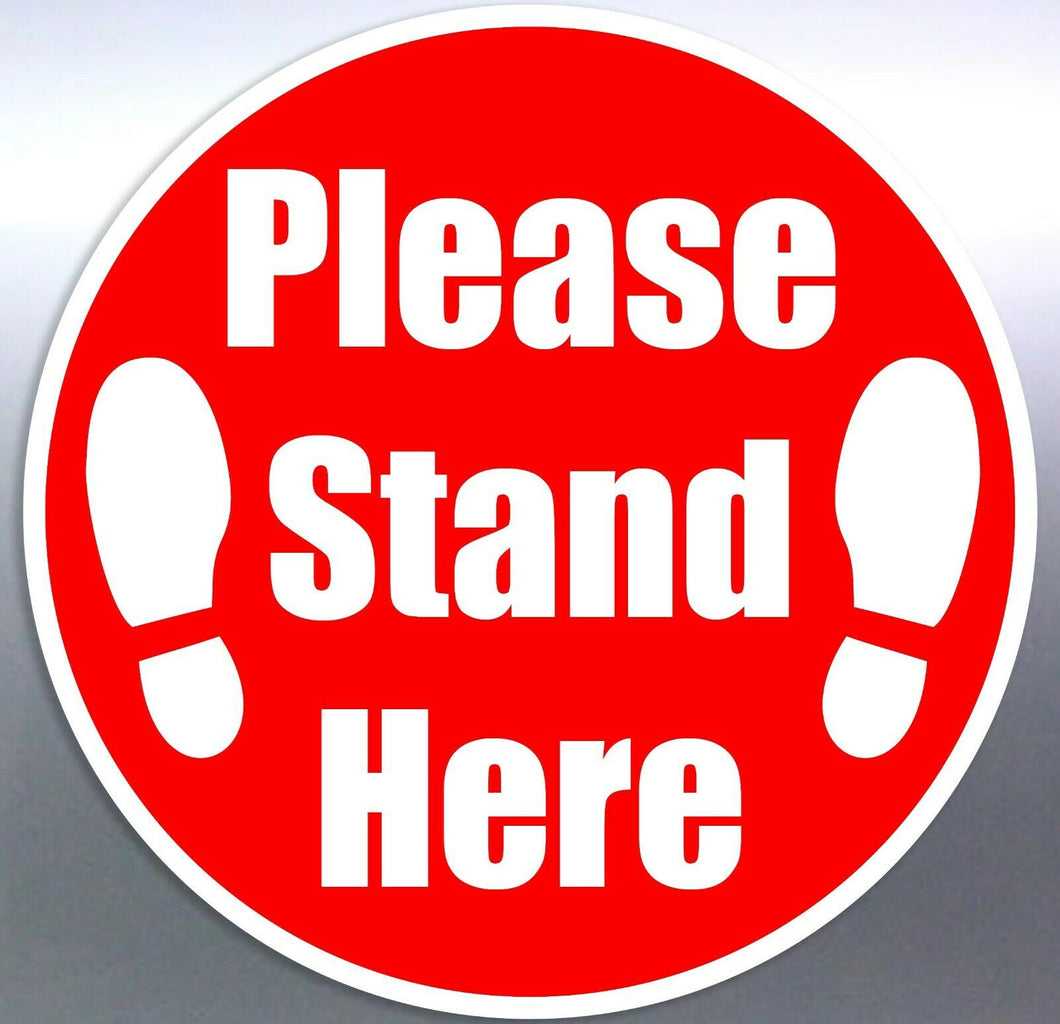 5 Please keep your distance Stand here floor sticker