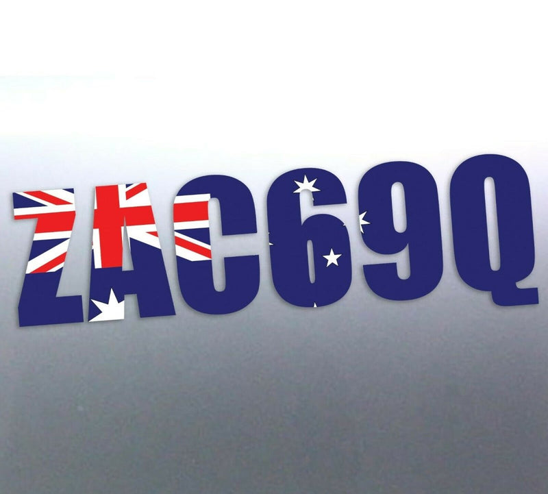 Pair of Custom rego numbers Australia flag Pride jetski
